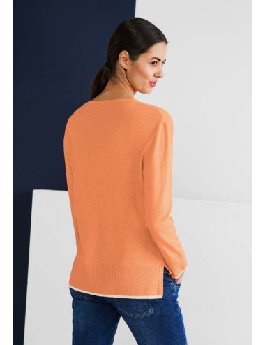 Pull col V mandarine -...