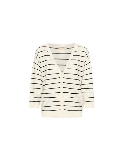 Cardigan beige rayé - Cream