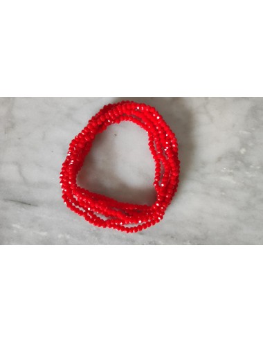 Bracelet 6 rangs rouge