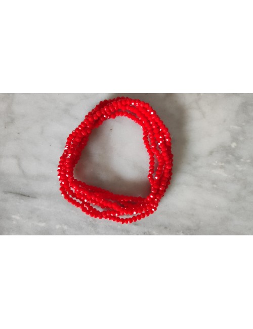 Bracelet 6 rangs rouge